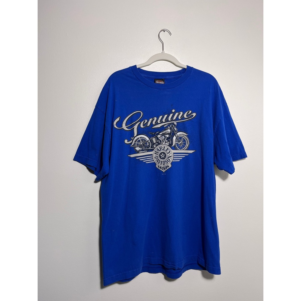 Harley-Davidson Mens Royal Blue Graphic T-Shirt Genuine USA Motorcycle 2012‎